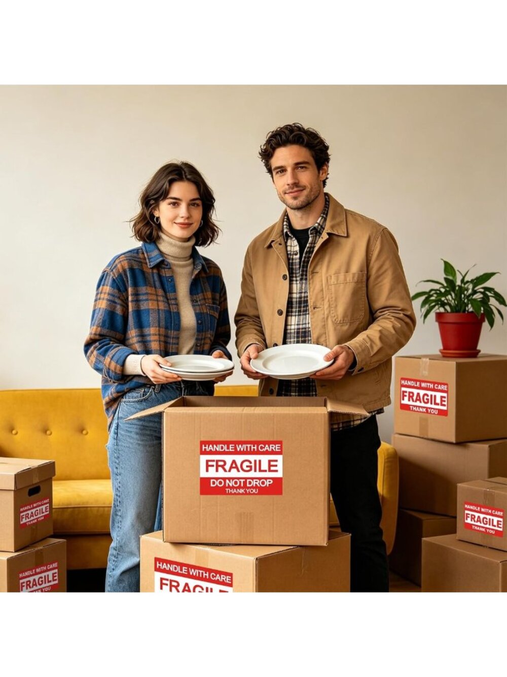 500 Fragile Shipping Stickers - Handle with Care, Do Not Drop Labels, Permanent - Picture 2 of 7